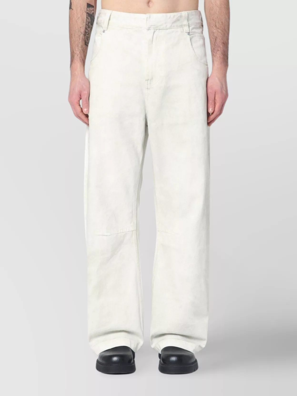 Entire Studios Denim Trousers Wide-leg Design Pockets Loops In White