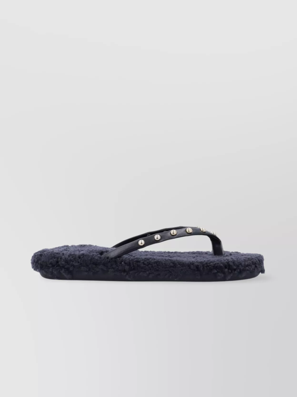 Ancient Greek Sandals Furry Slide Stud Strap Rubber Sole In Blue