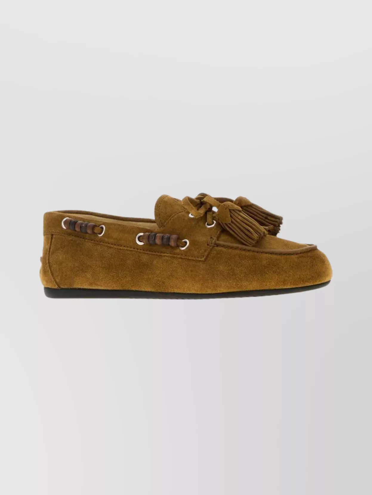 Miu Miu Suede Tassel Moccasin Loafers In Green