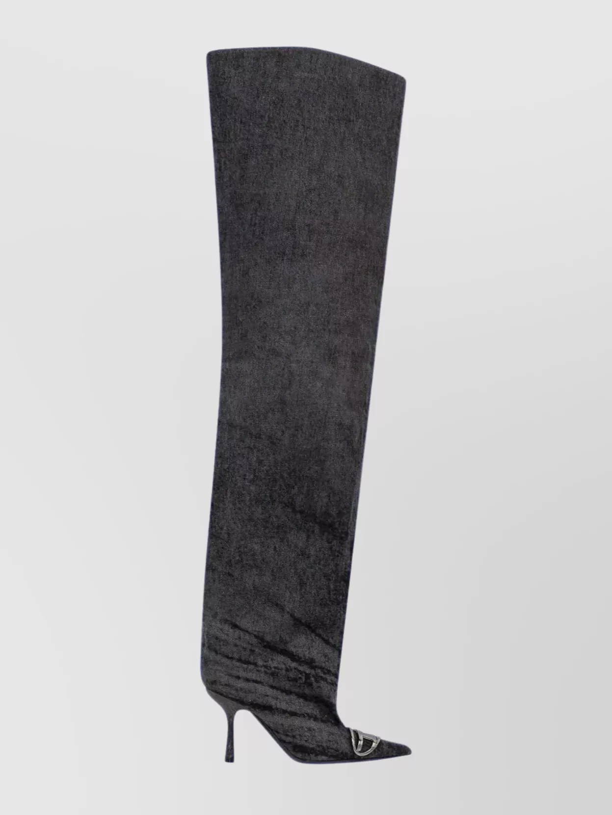 Diesel Over-the-knee Stiletto Pointed-toe Boot In Black