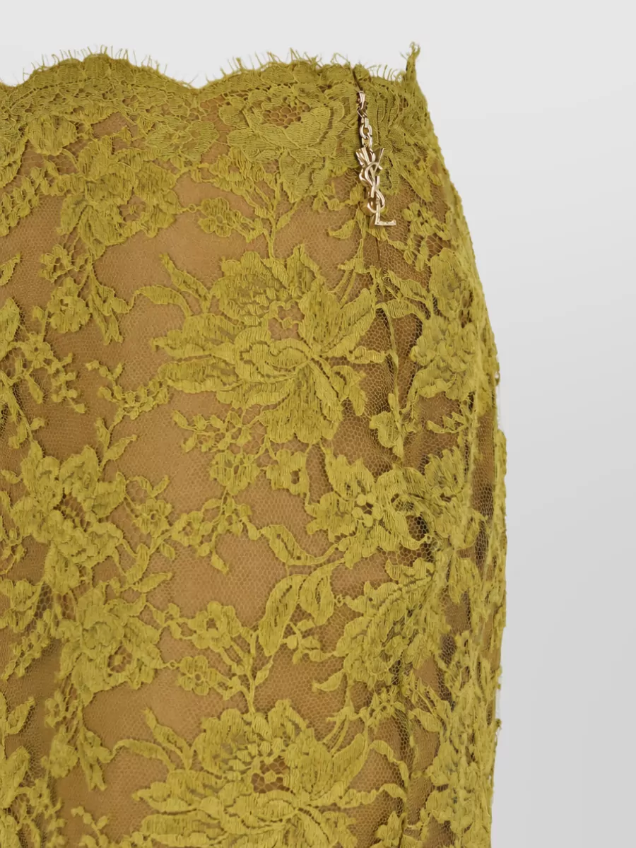 Saint Laurent Lace Midi Pencil Skirt