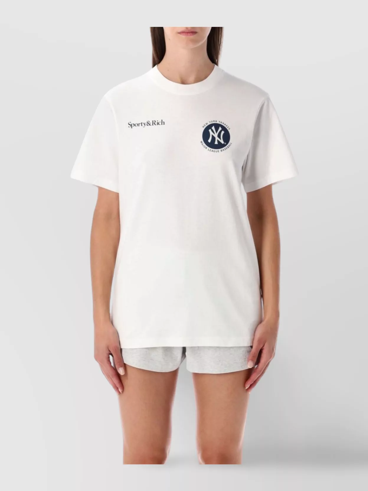 Sporty And Rich Yankees Graphic Print Short Sleeve Top In White