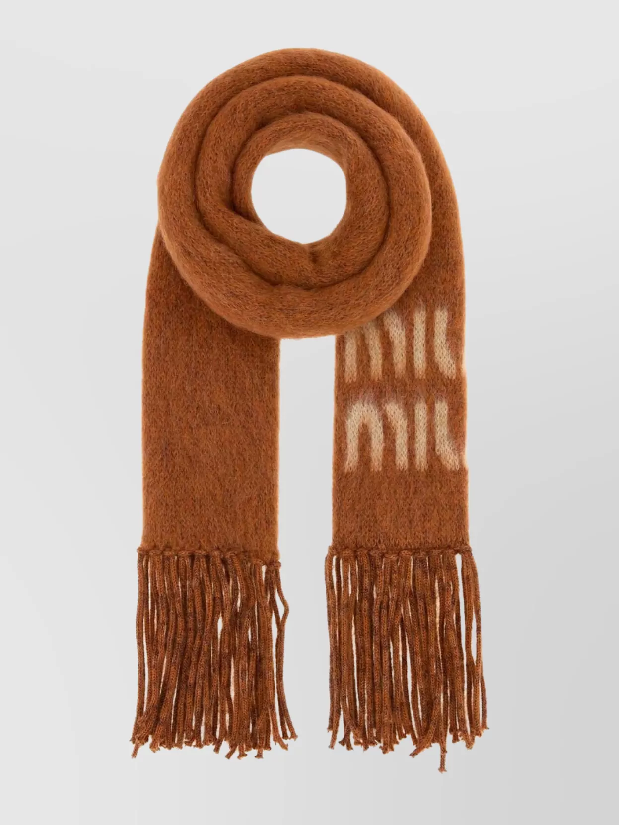 Miu Miu Mohair Blend Scarf Fringed Ends In Orange