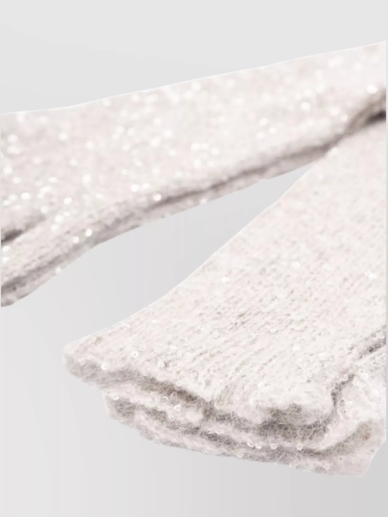 Brunello Cucinelli Knit Texture Long Gloves With Sequin Embellishment