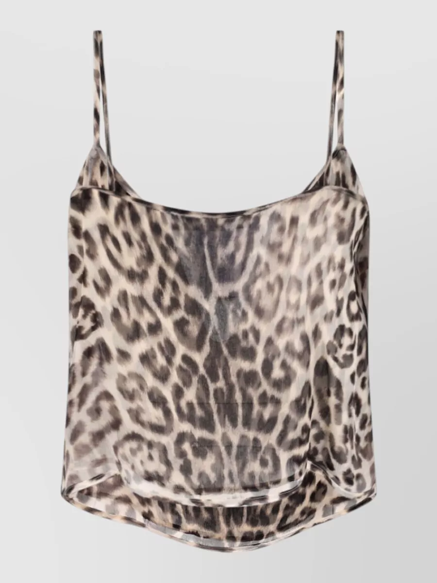 Ermanno Scervino Animal Print Sheer Shirt Collared Neck