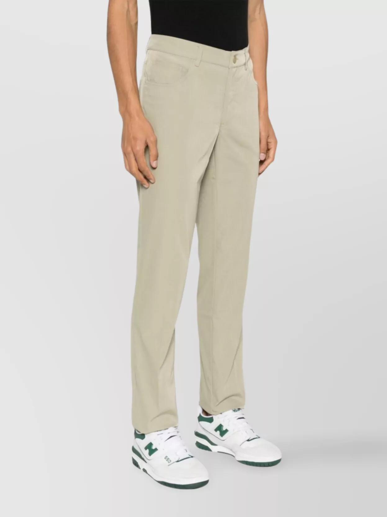 Lacoste Low Rise Twill Trousers With Belt Loops And Pockets In Green