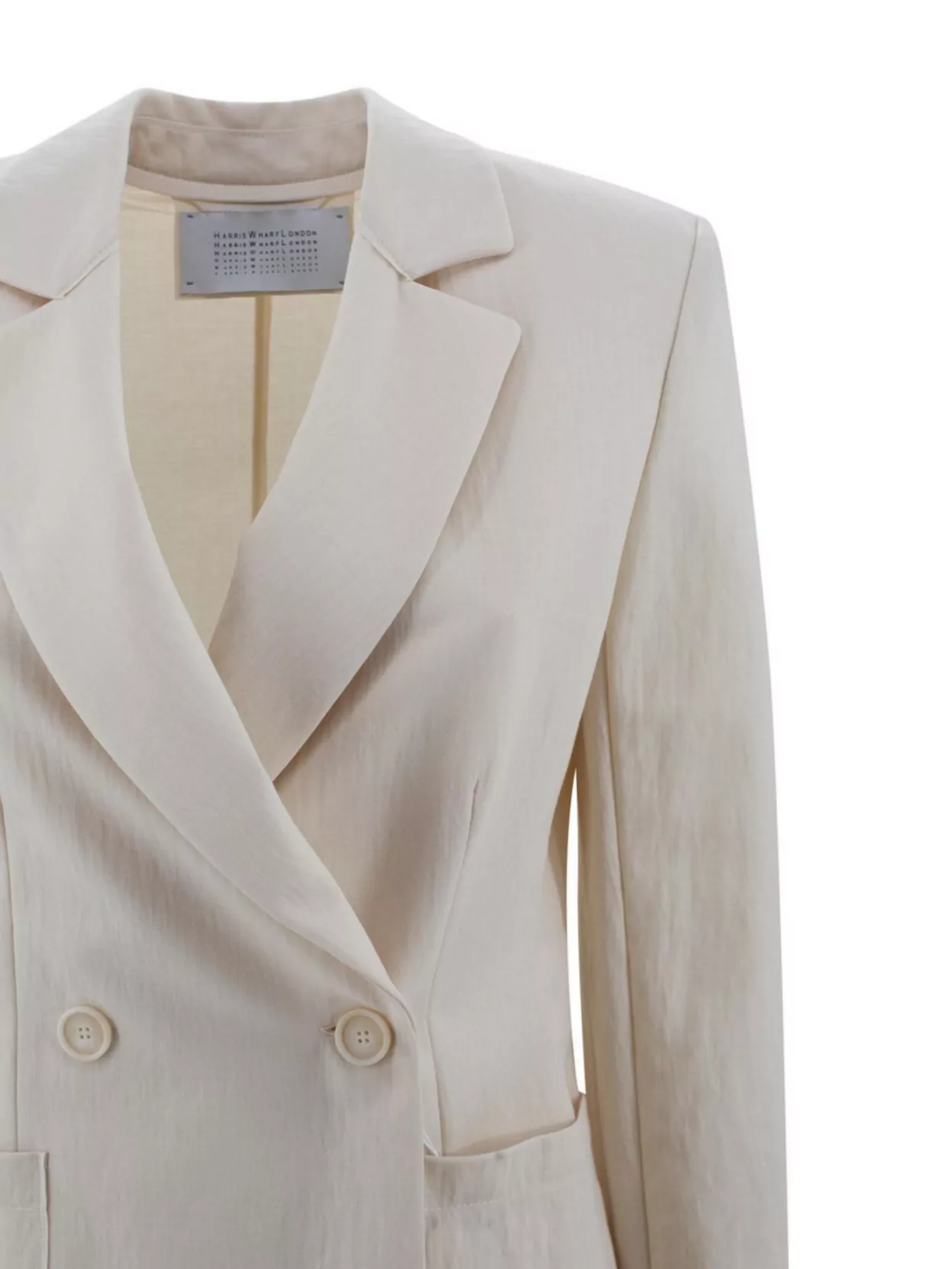 HARRIS WHARF LONDON STRUCTURED DOUBLE-BREASTED BLAZER WITH NOTCHED LAPELS