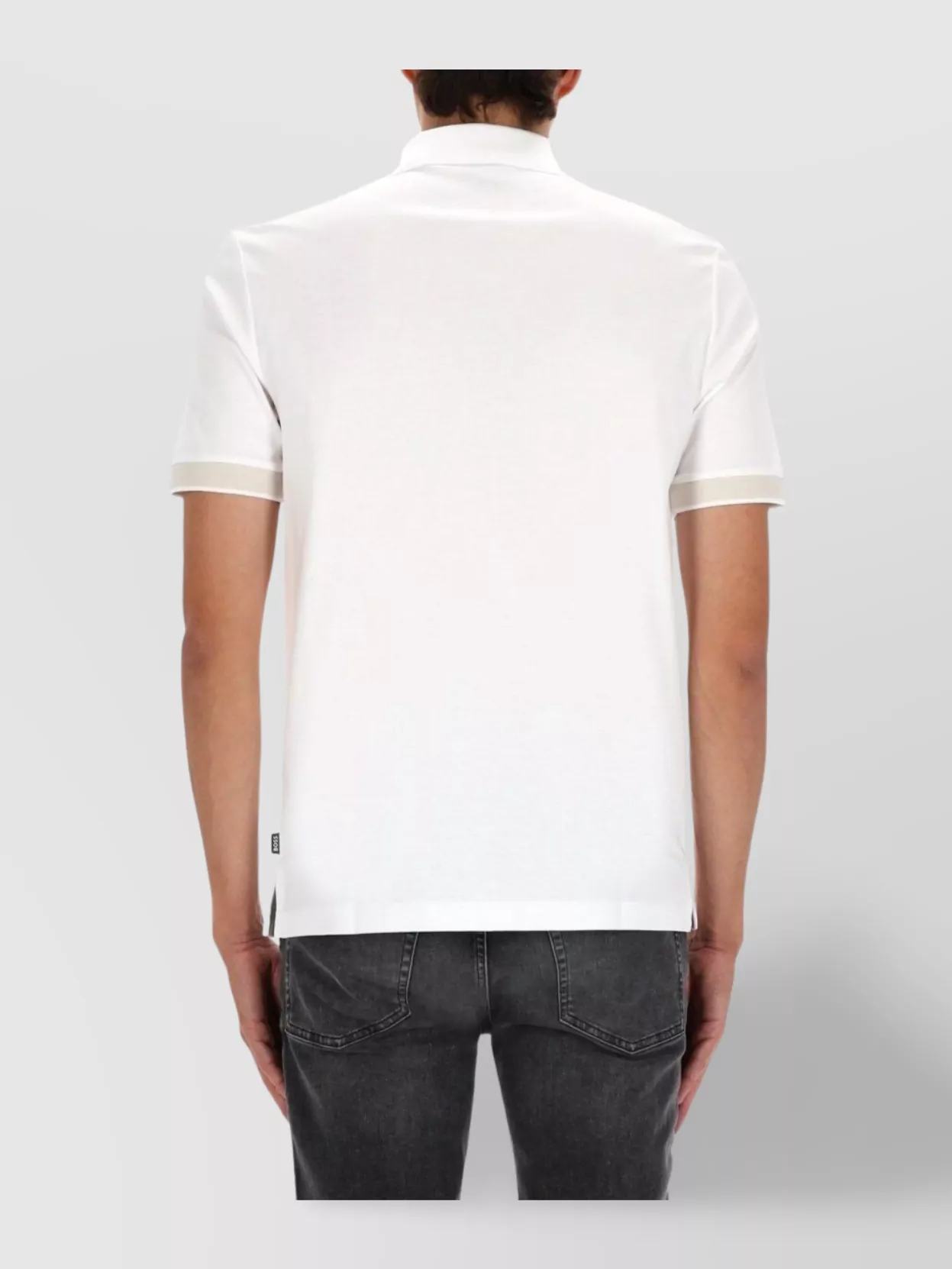 Boss Polo Shirt With Ribbed Cuffs And Short Sleeves
