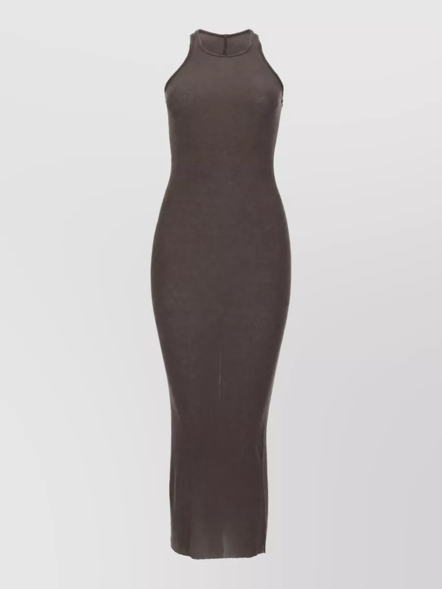 Rick Owens Silk Blend Bodycon Ribbed Midi Dress
