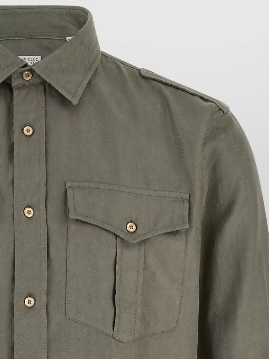 Brunello Cucinelli Chevron Cotton Shirt