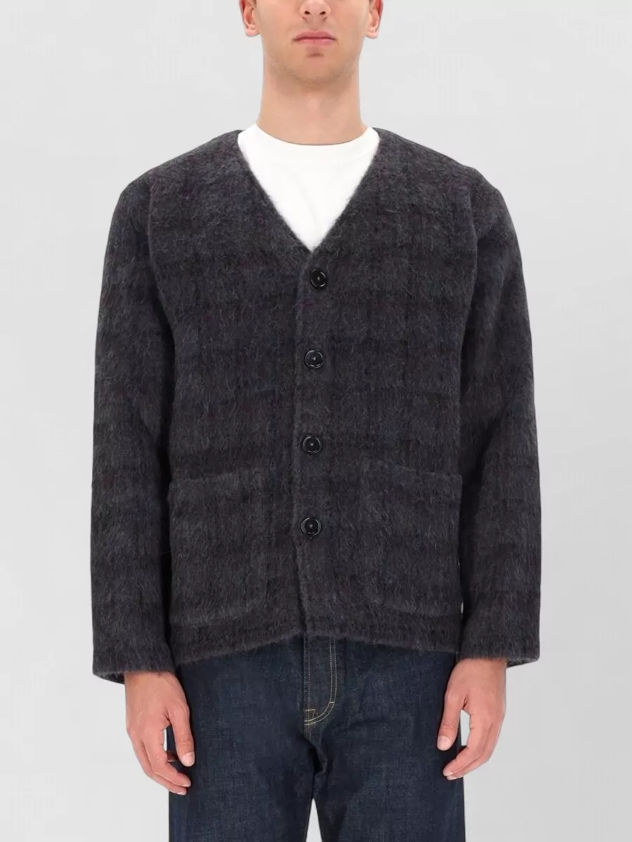 Our Legacy Textured Knit V Neck Sweater Front Pockets