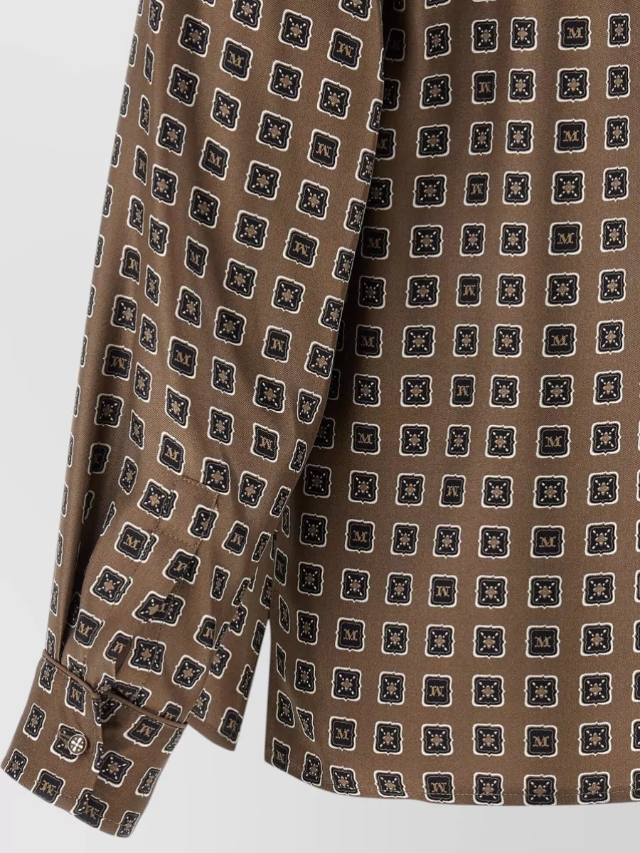 Max Mara Mxmdisco Long Sleeve Collared Printed Shirt