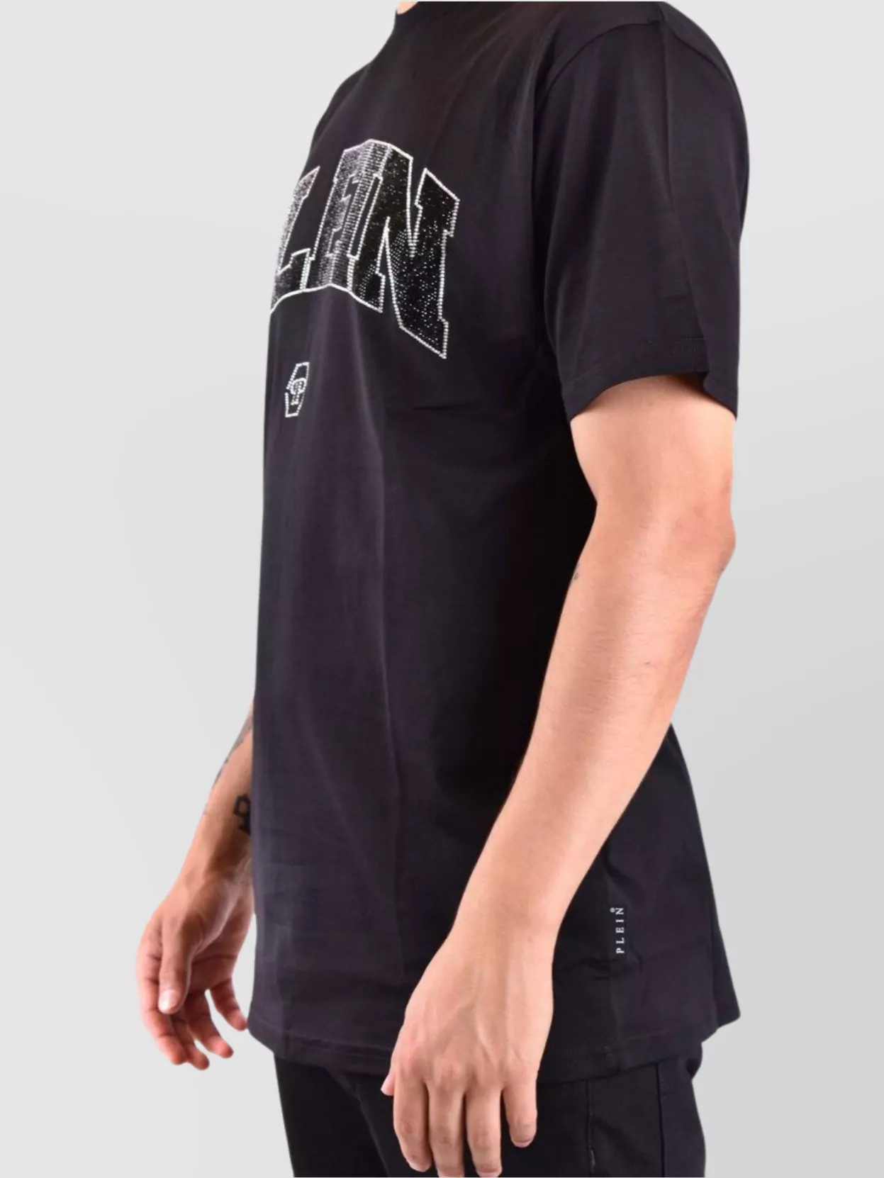 Philipp Plein Crew Neck Logo Embellished Short Sleeve T-Shirt