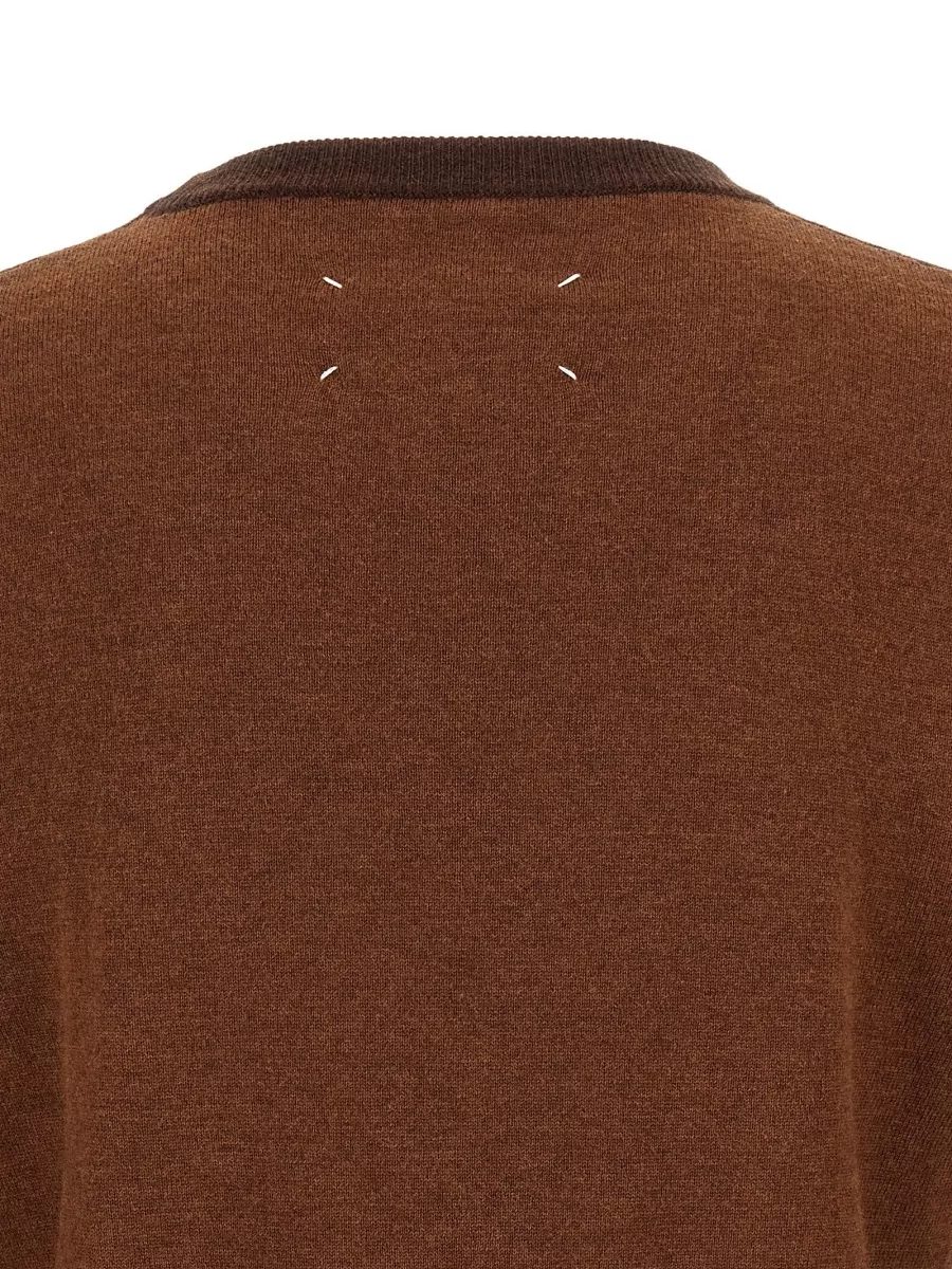 Maison Margiela Two-tone wool crew-neck sweater