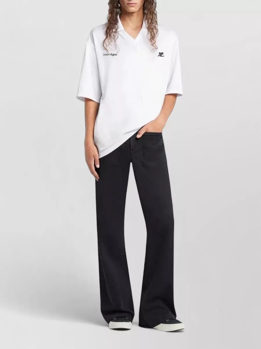 Courrèges Oversized V-Neck Polo Top