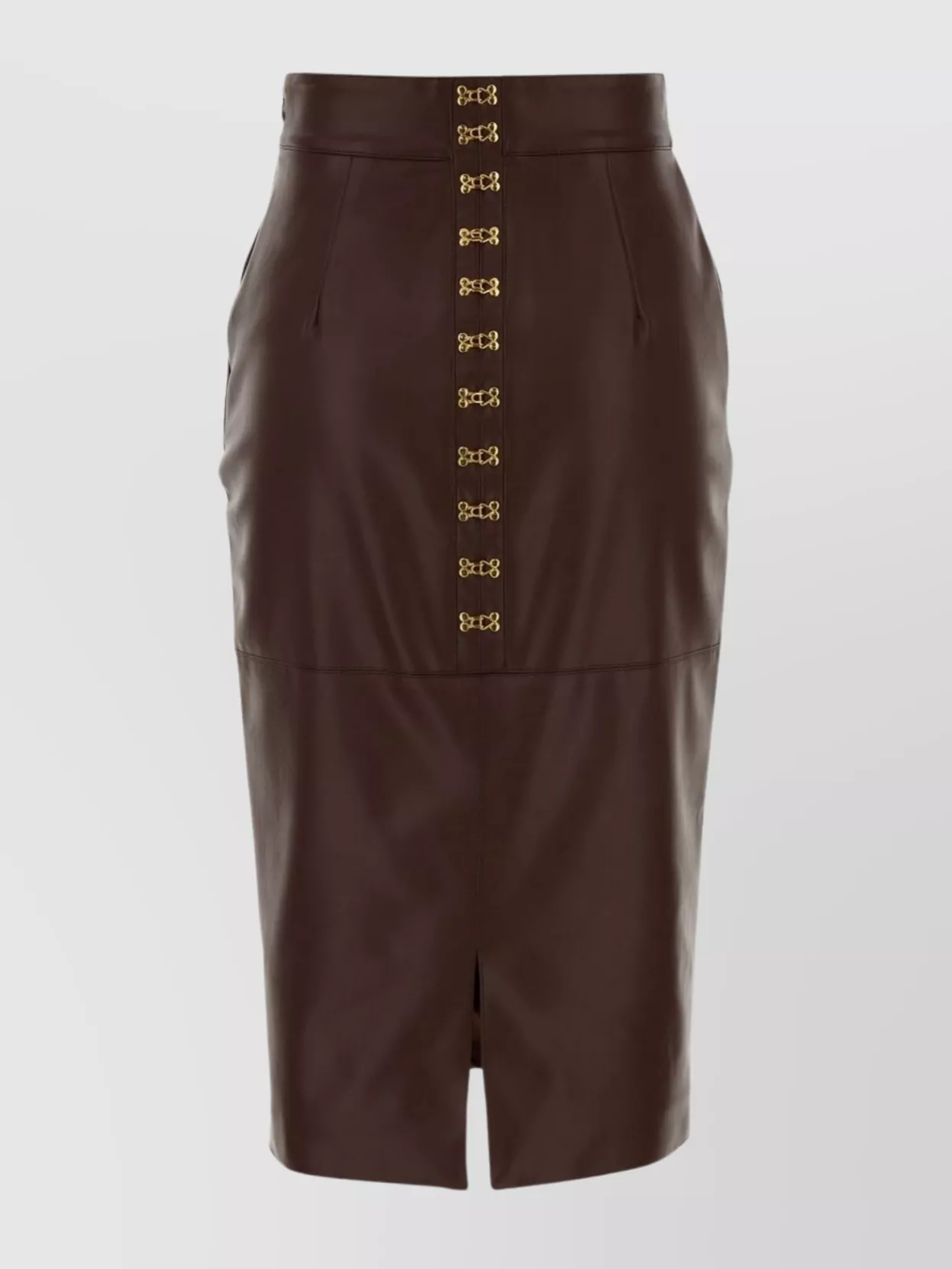 Elisabetta Franchi High-waisted Midi Skirt Front Slit In Brown