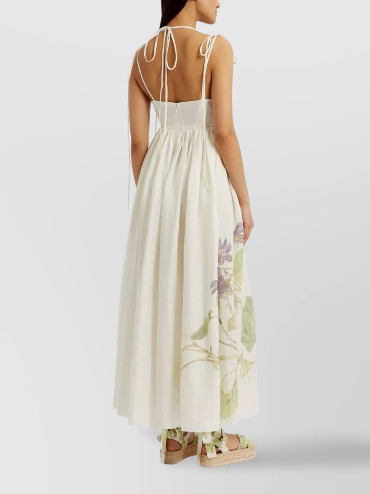 Erdem Floral Print Linen Maxi Dress