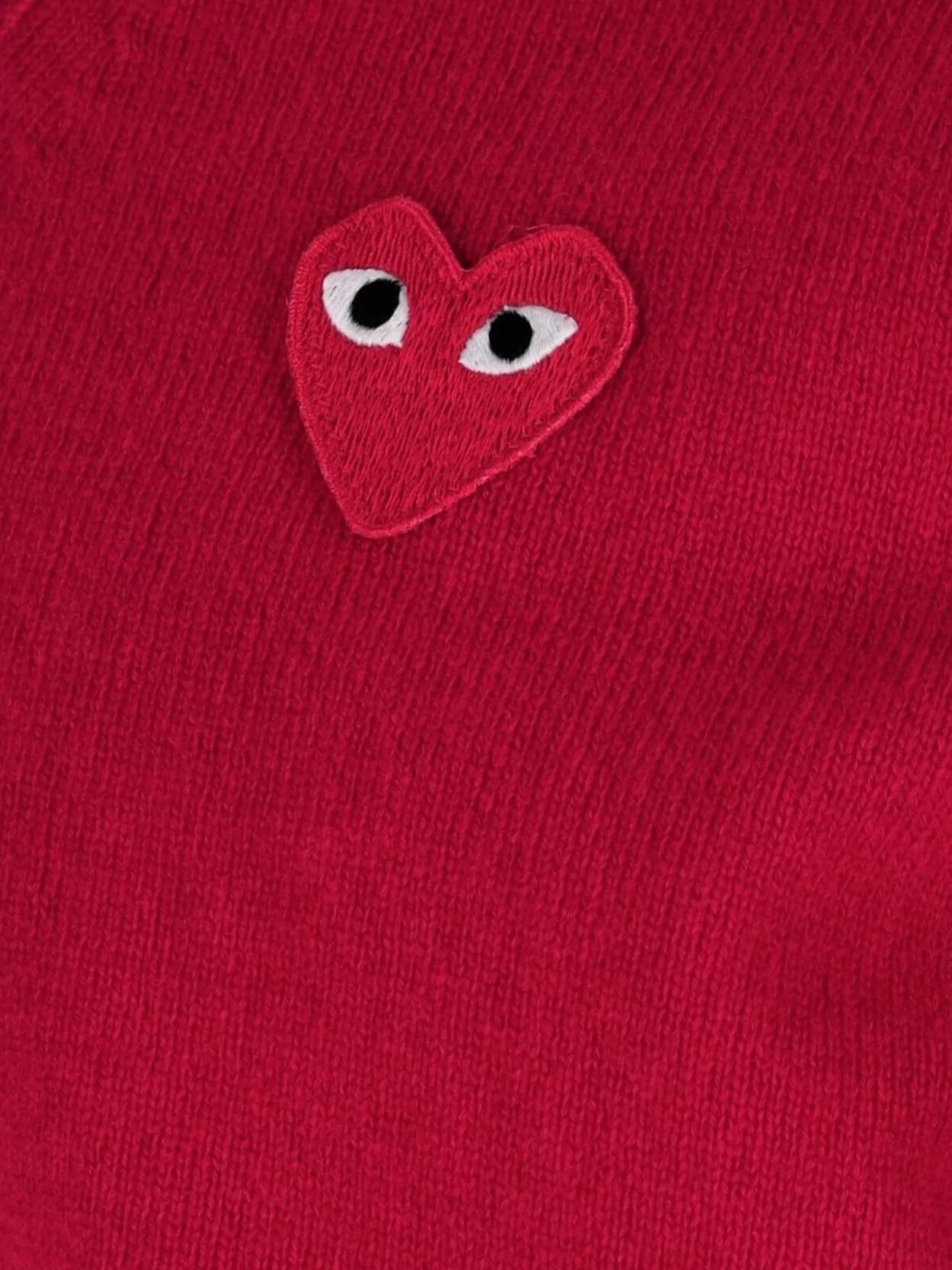 Comme Des Garçons Play V-Neck Top With Ribbed Cuffs And Patch