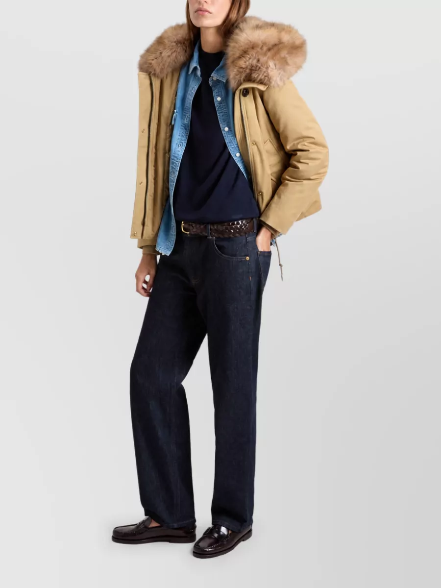 Woolrich Cotton Faux Fur Trim Hooded Puffer Jacket