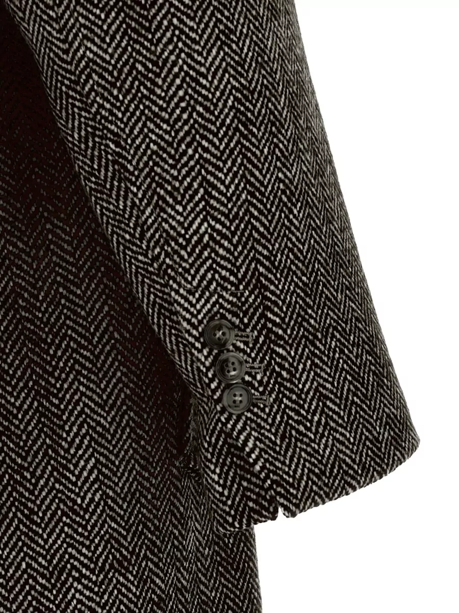 Ami Paris Virgin Wool Herringbone Double-Breasted Coat
