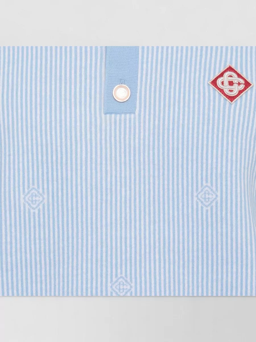 Casablanca Striped Cotton Short-Sleeve Polo Shirt