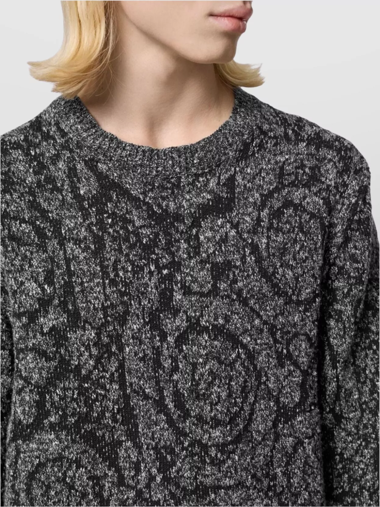 Versace Printed Crew Neck Jacquard Sweater