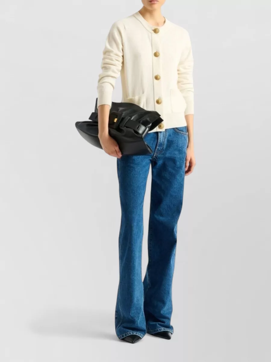 Balmain Cashmere Wool Ribbed Knit Cardigan