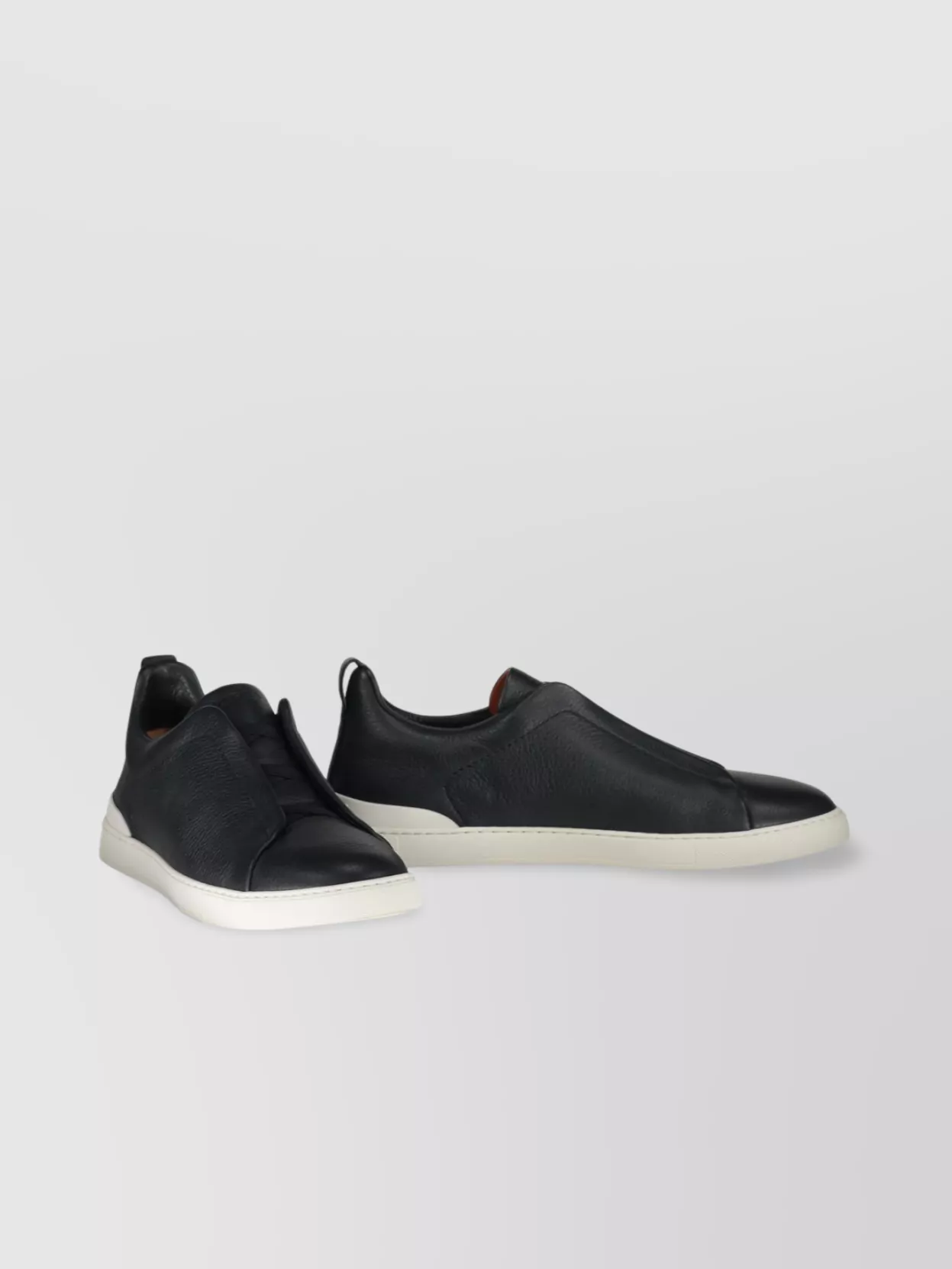 Zegna Logo Detail Leather Sneakers