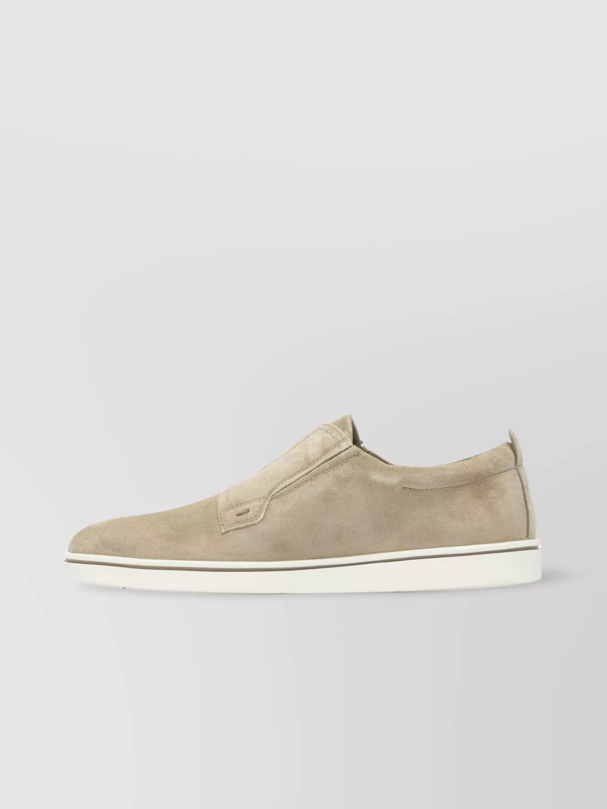 Ferragamo Round Toe Suede Loafers Rubber Sole