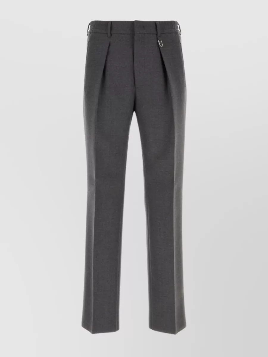 Shop Fendi Tailored Wool Trousers With Inverted Pleats In Grey
