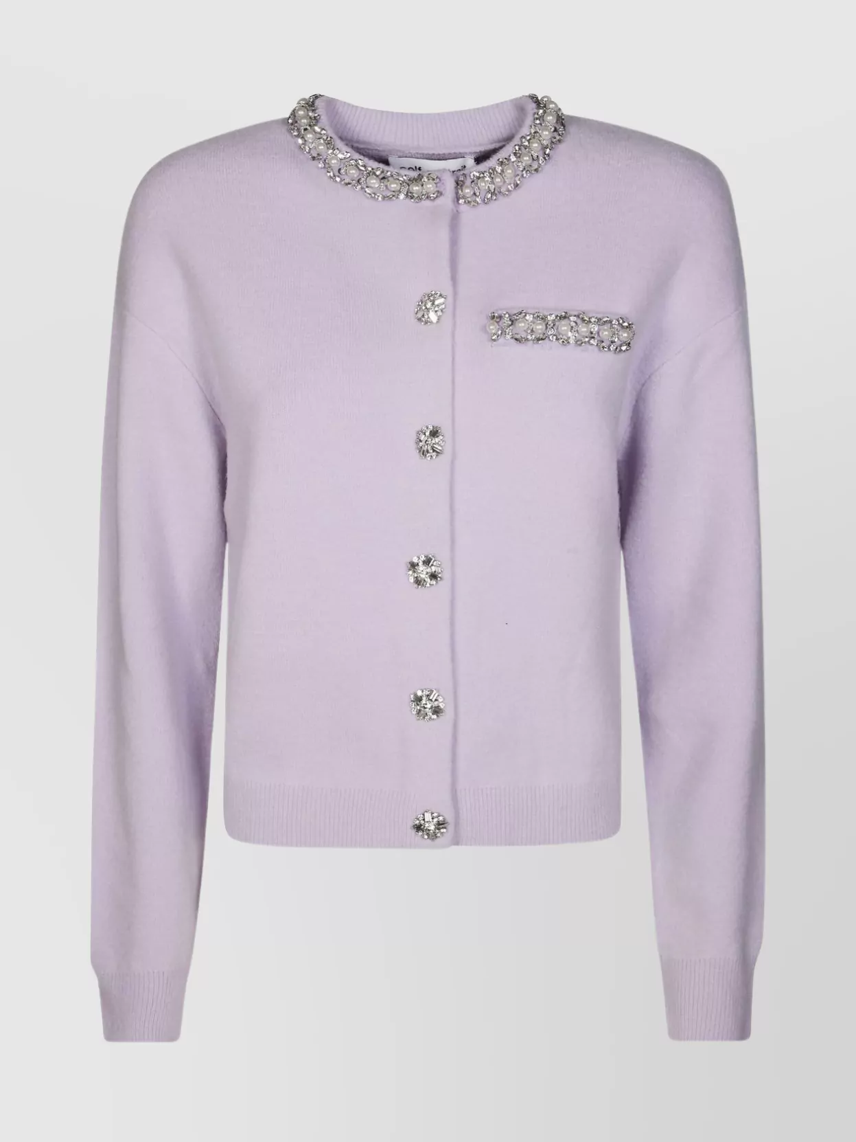 Self-Portrait ribbed crystal-embellished cardigan