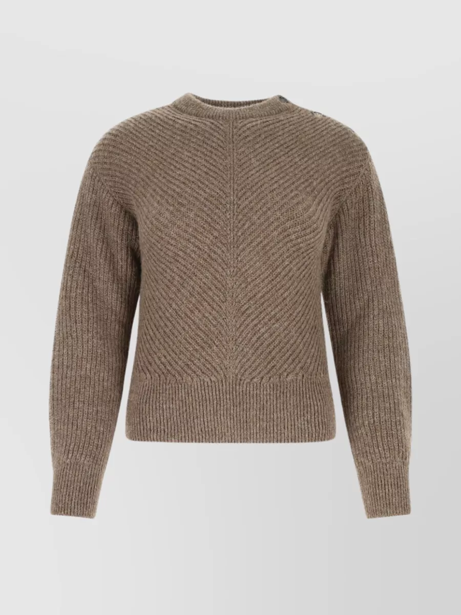 Shop Bottega Veneta Textured Alpaca Crew-neck Sweater In Brown