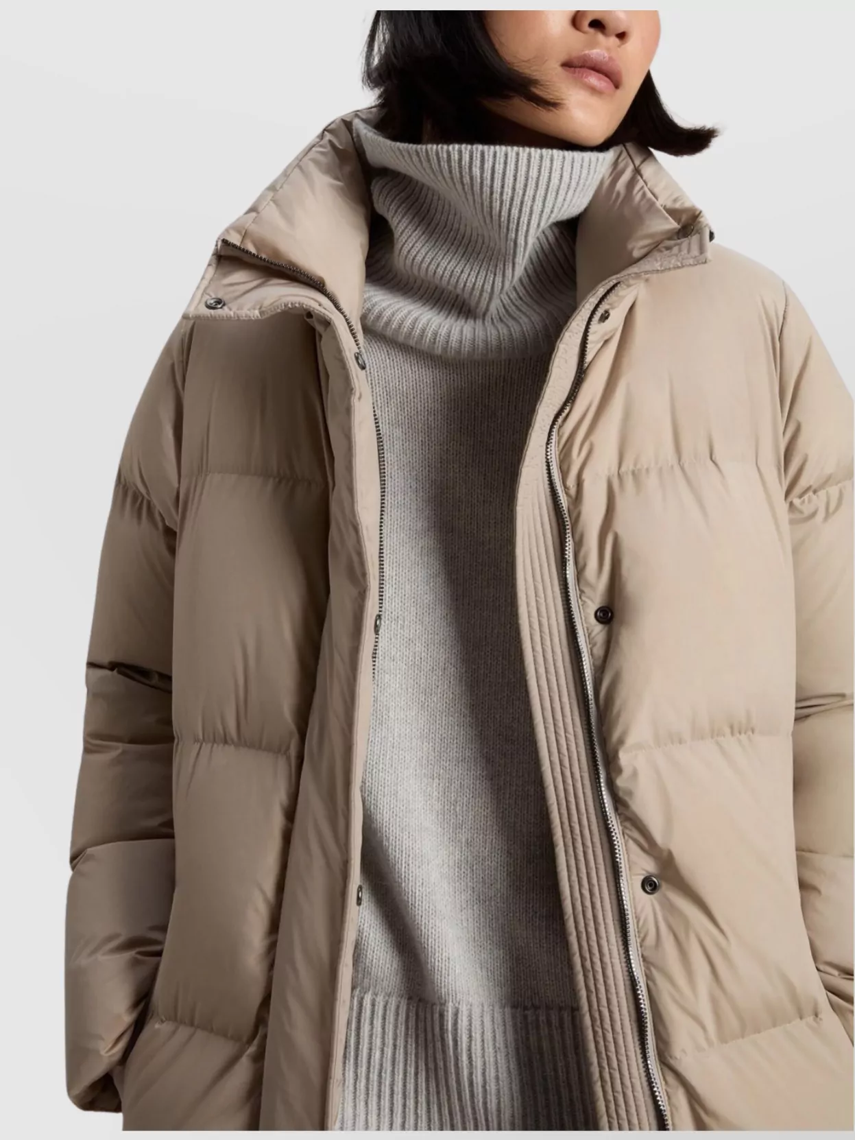 Woolrich Long Parka With High Collar And Hood In Neutral