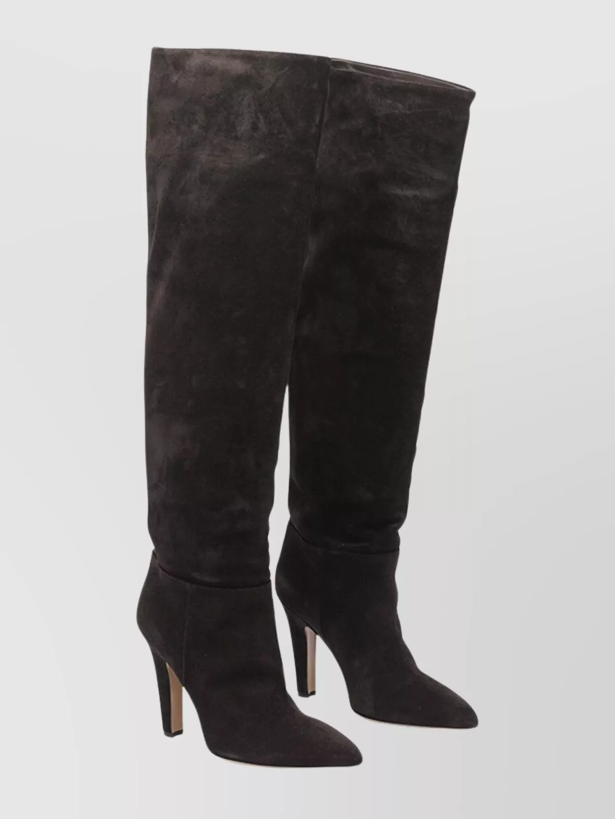 Paris Texas Suede Over The Knee Pointed Toe Boots In Brown