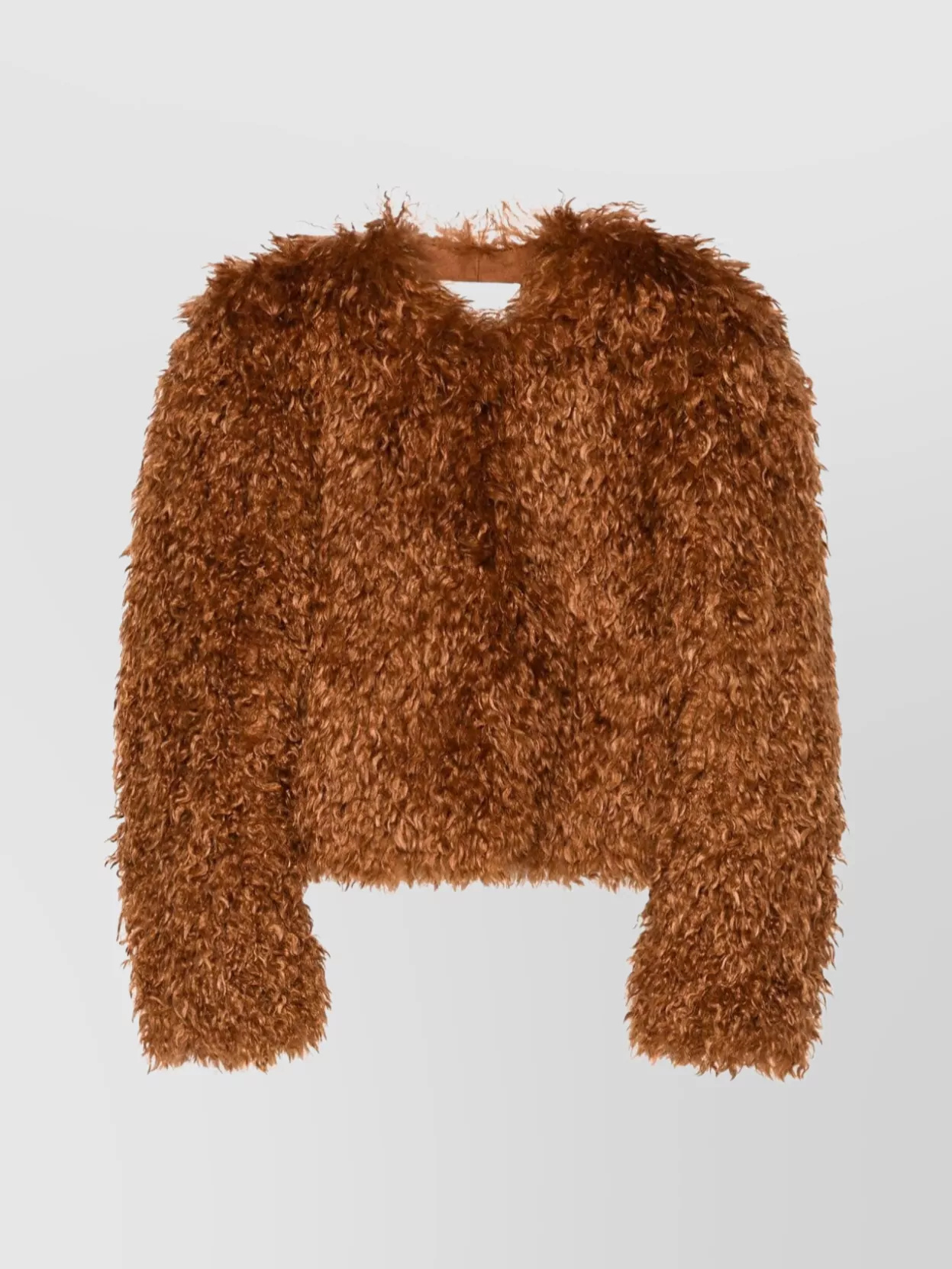 Isabel Marant Faux-Fur Cropped Jacket Crew Neck