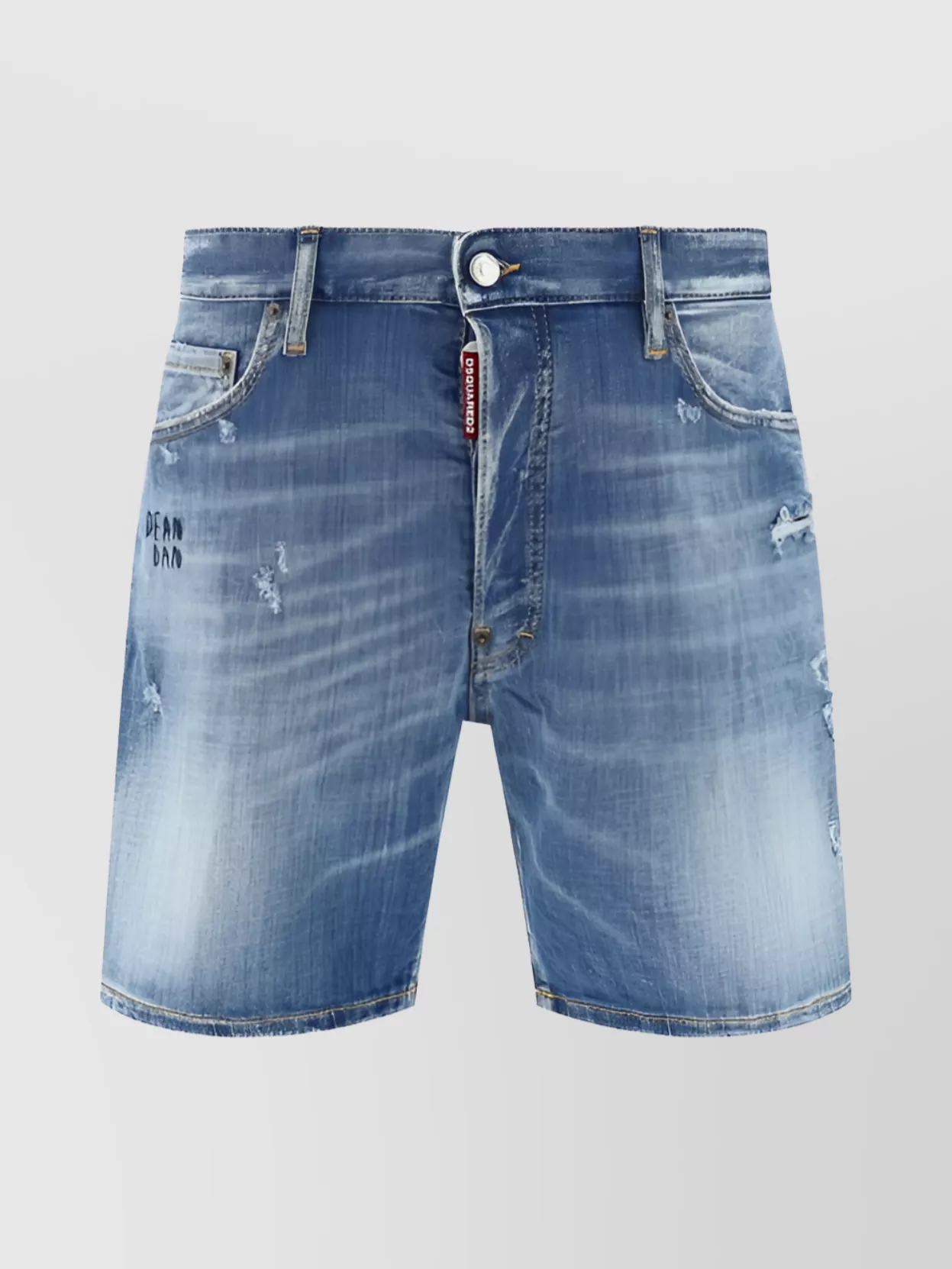 Shop Dsquared2 Marine Denim Shorts With Vintage Frayed Effect