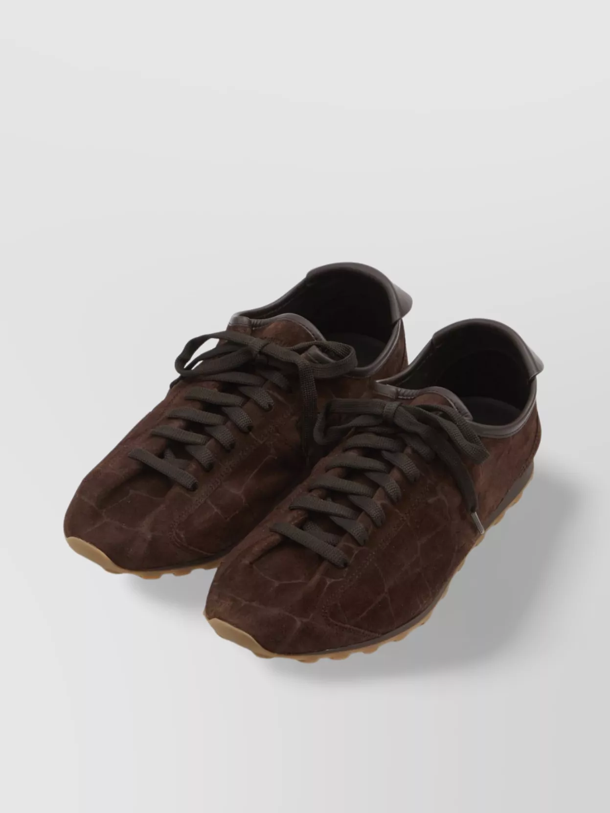 Jacquemus Crocodile-effect Suede Leather Sneakers In Brown