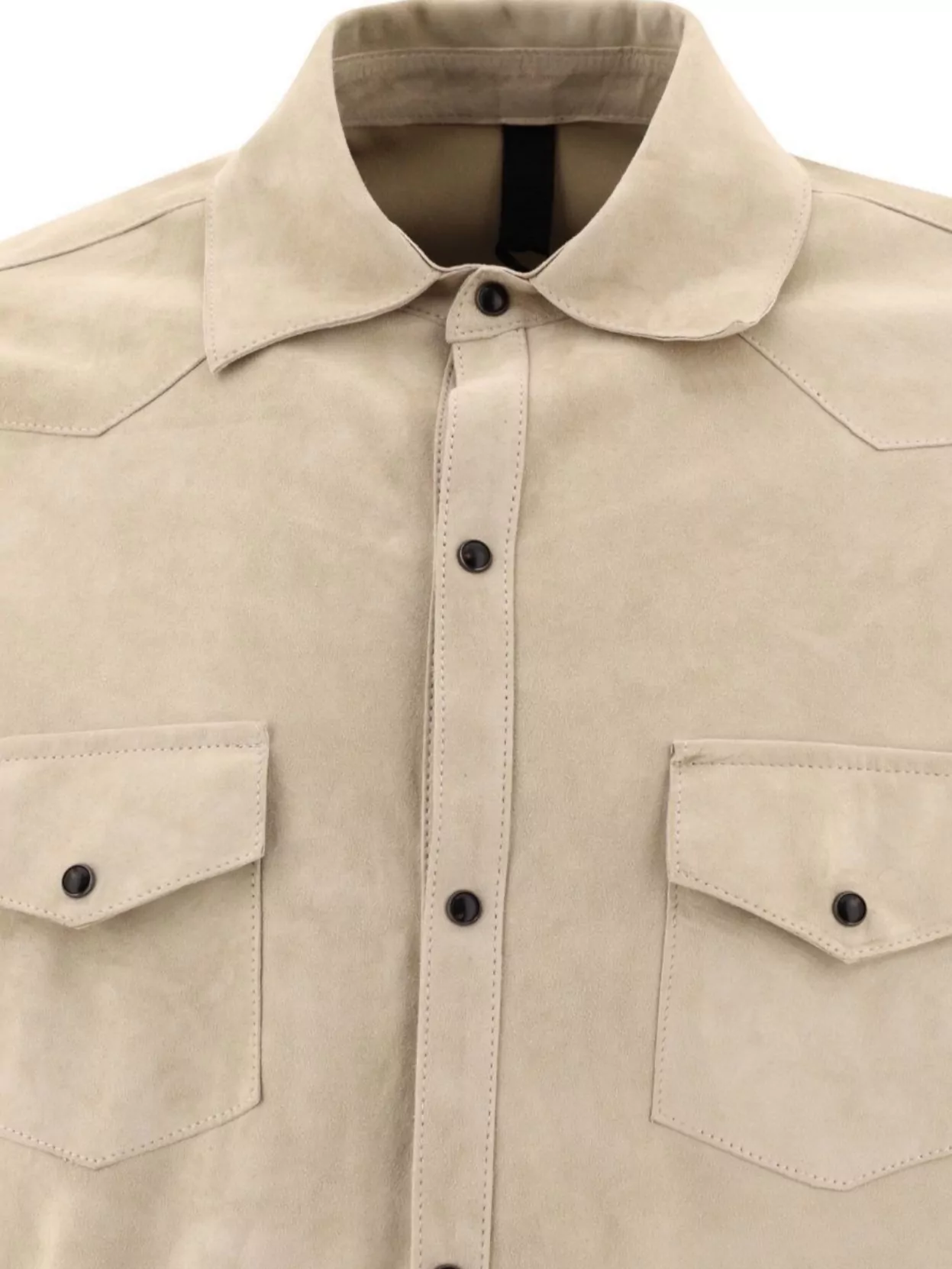 Tagliatore Suede-leather Button-down Shirt Jacket In White