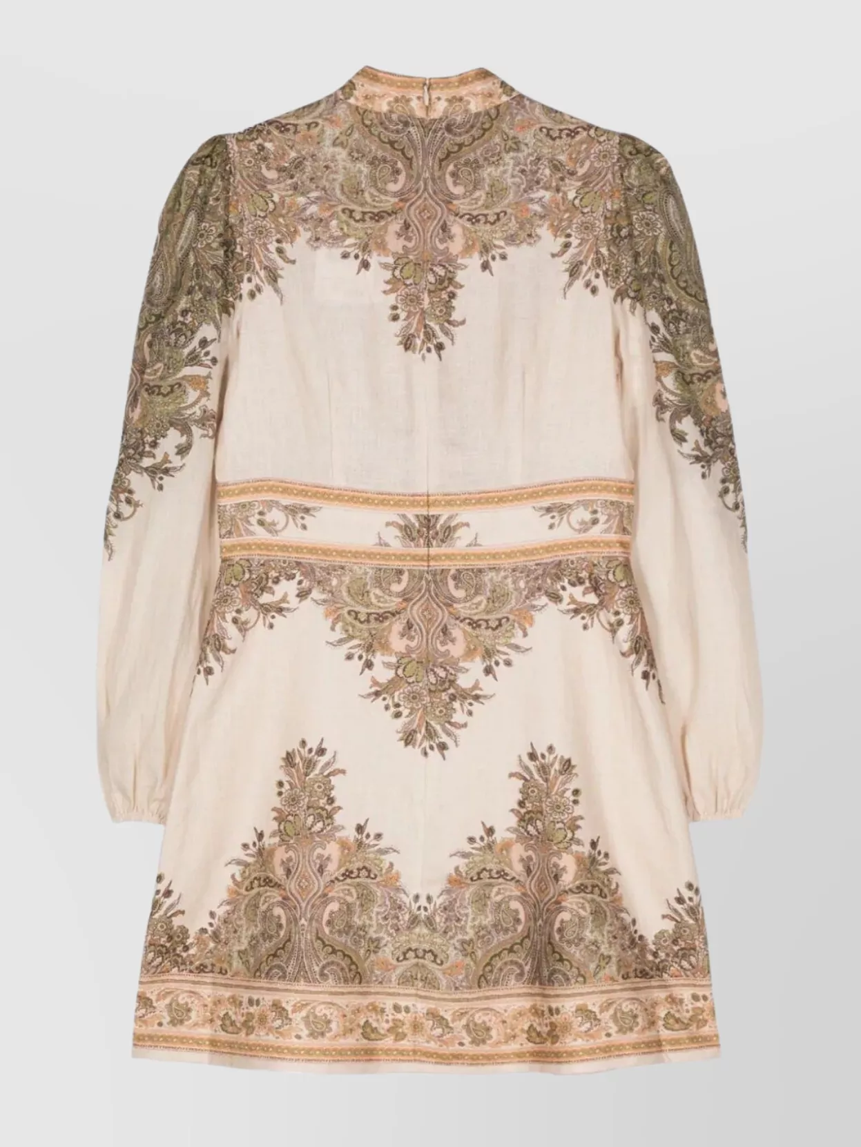 Zimmermann Natural Linen Dress With Buttoned Blouson Sleeves