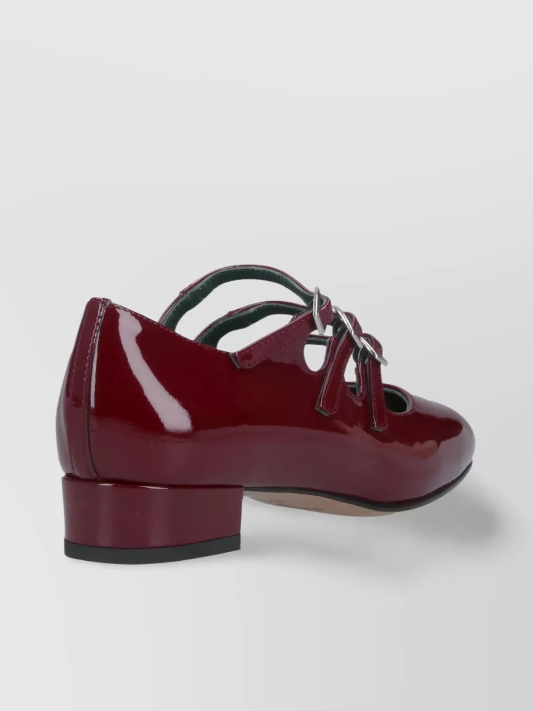 Shop Carel Triple Strap Round Toe Patent Pumps