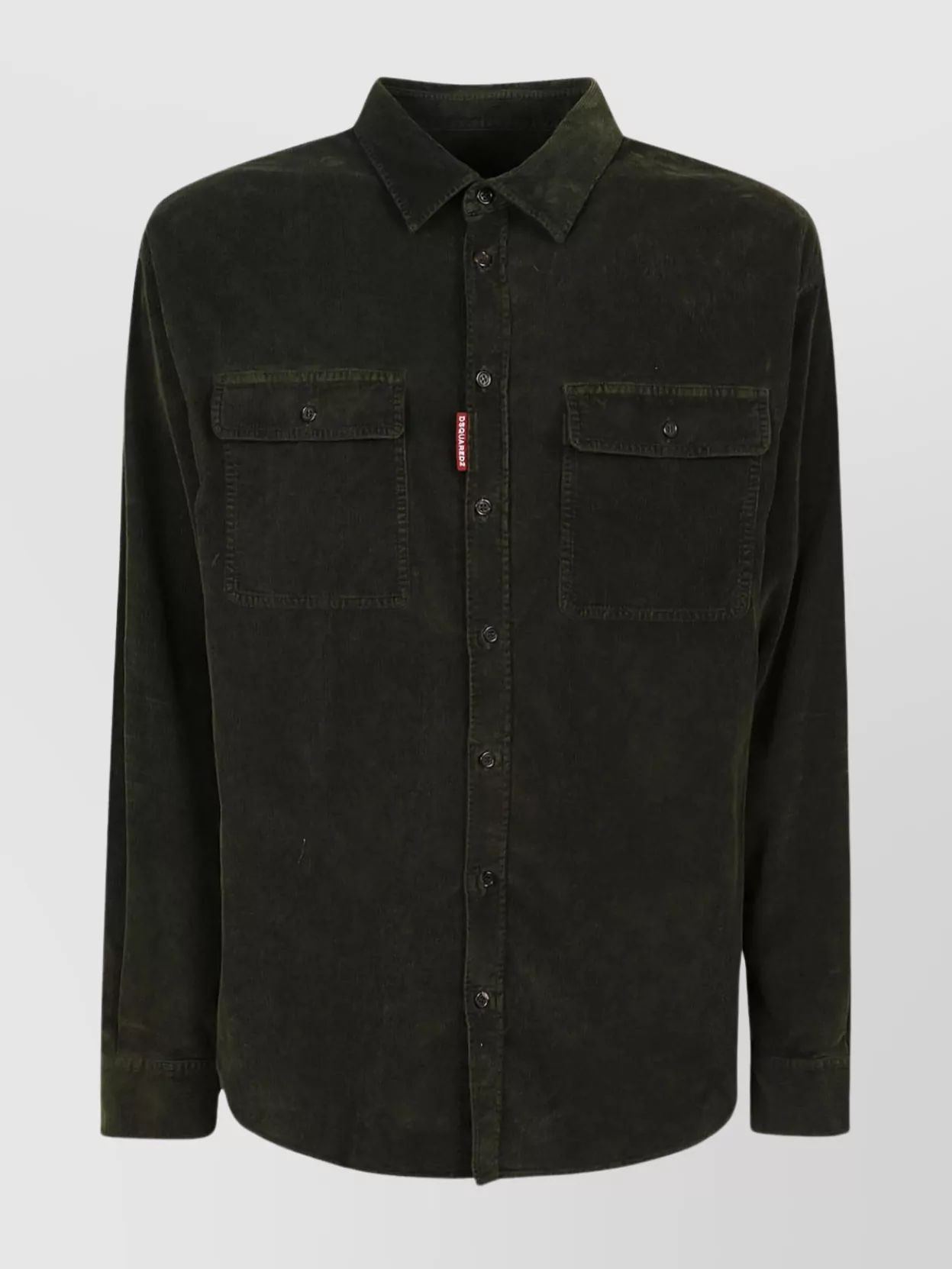 Dsquared2 Velvet Stretch Cotton Shirt With Chest Pockets In Black