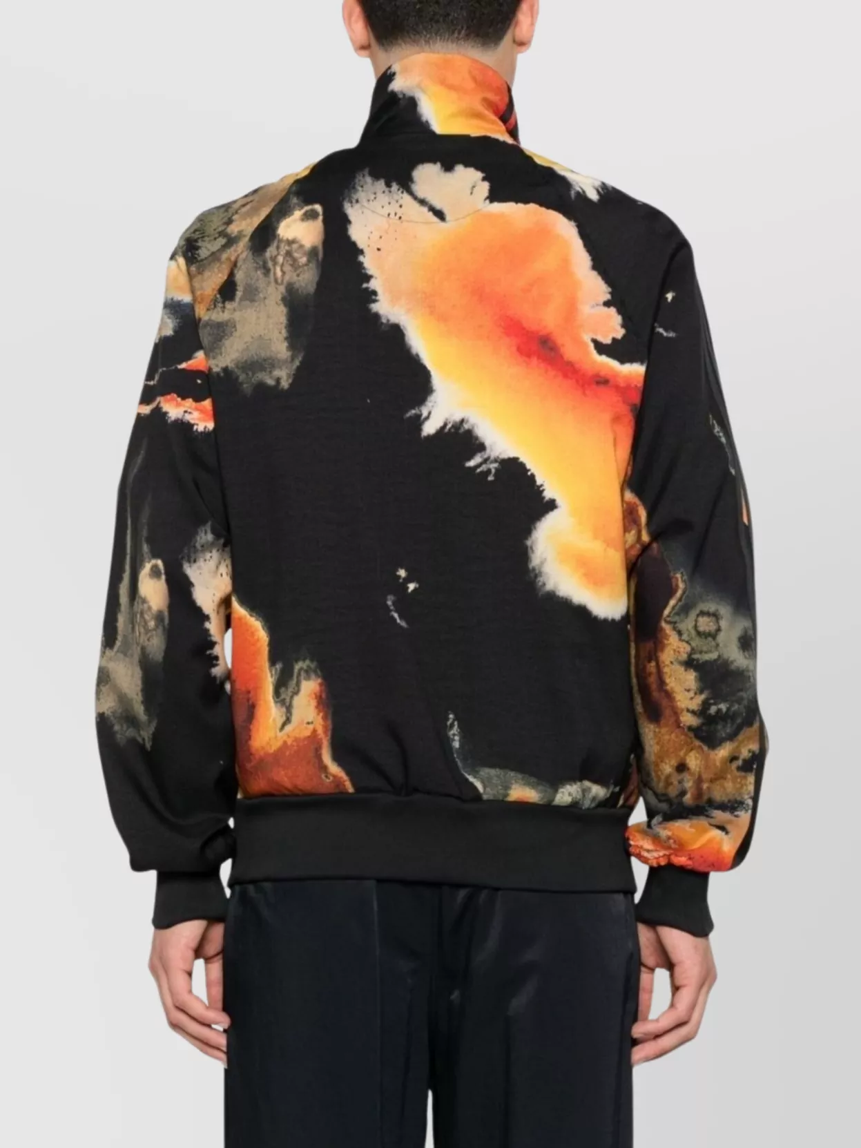 Y-3 Abstract Pattern Sweatshirt With Zip Fastening And Ribbed Edges In Black