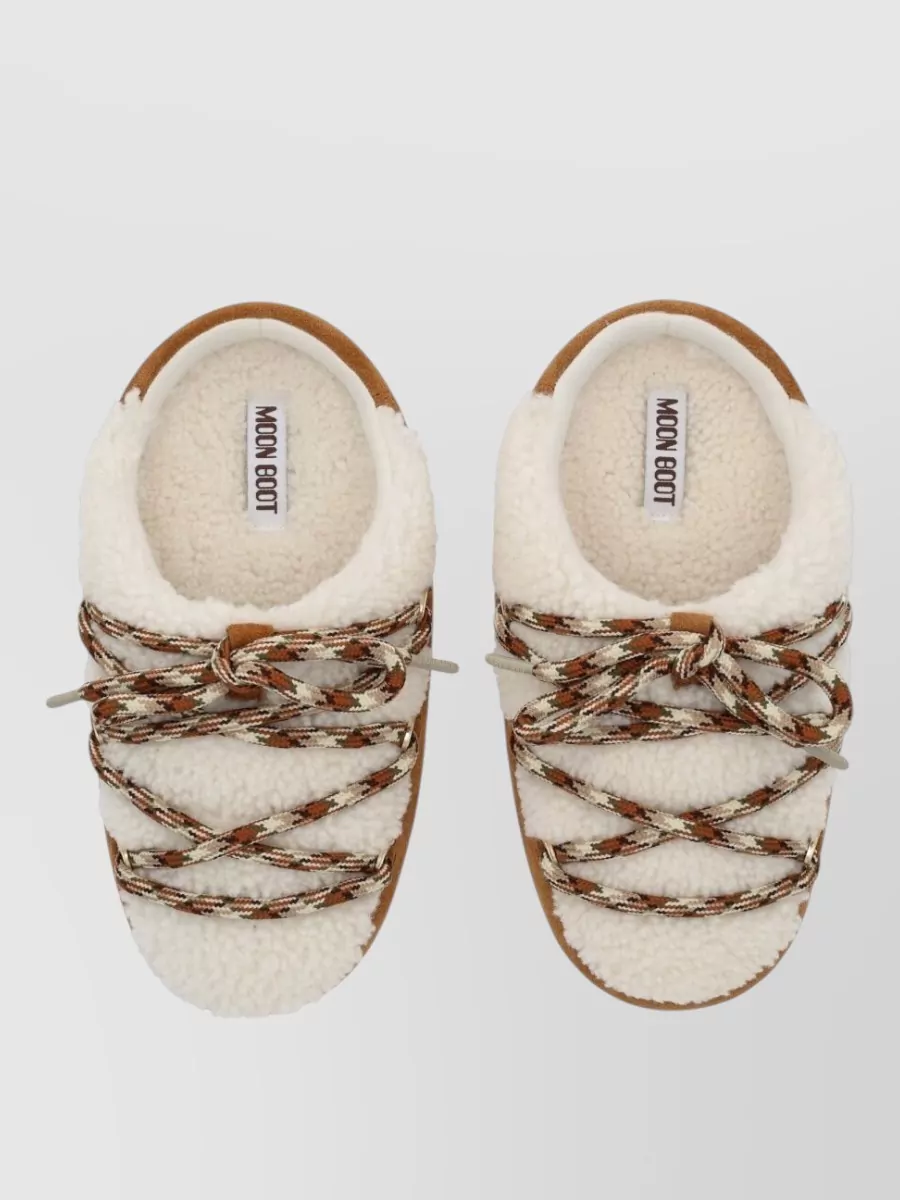 Moon Boot Leather Shearling Slippers