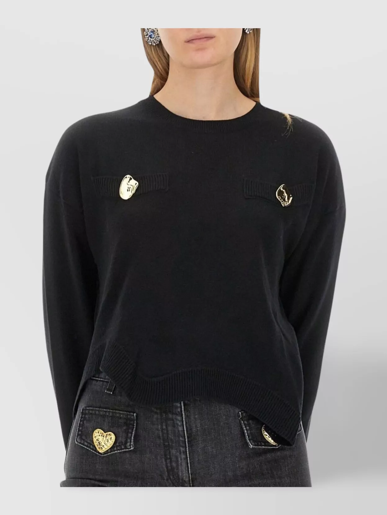 Moschino Asymmetric Hem Crewneck Knitted Jumper