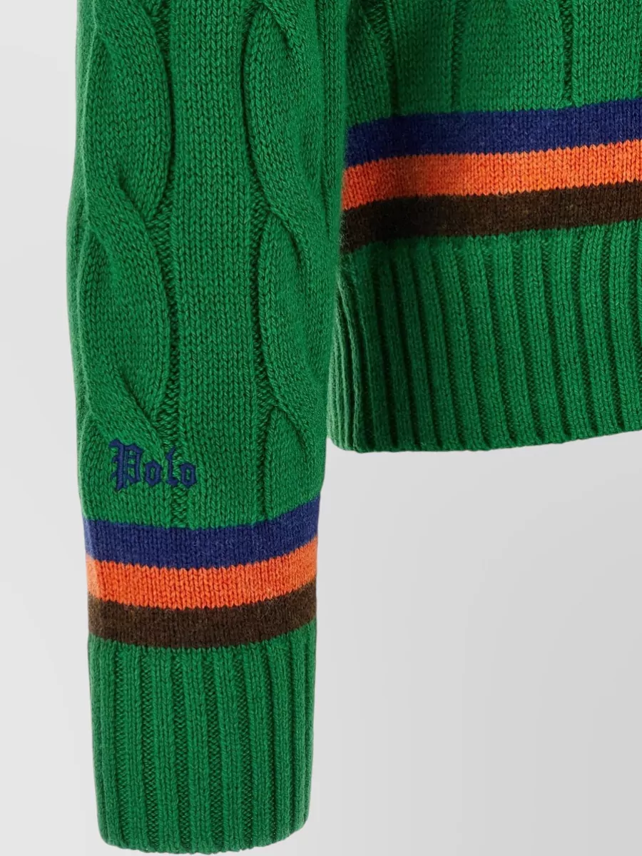 Polo Ralph Lauren Cable-Knit V-Neck Wool Jumper