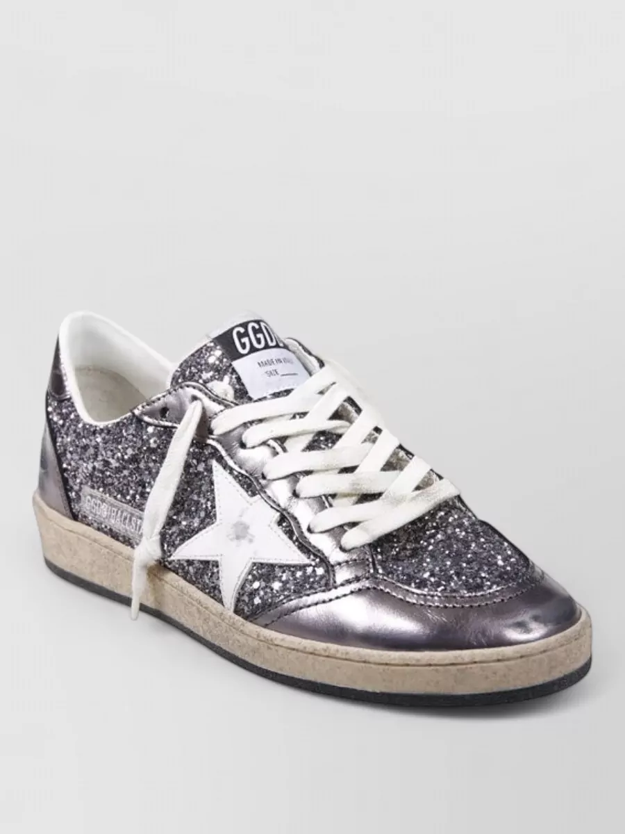 Golden Goose Ballstar Glitter Sneakers Leather Star Rubber Sole In Multi