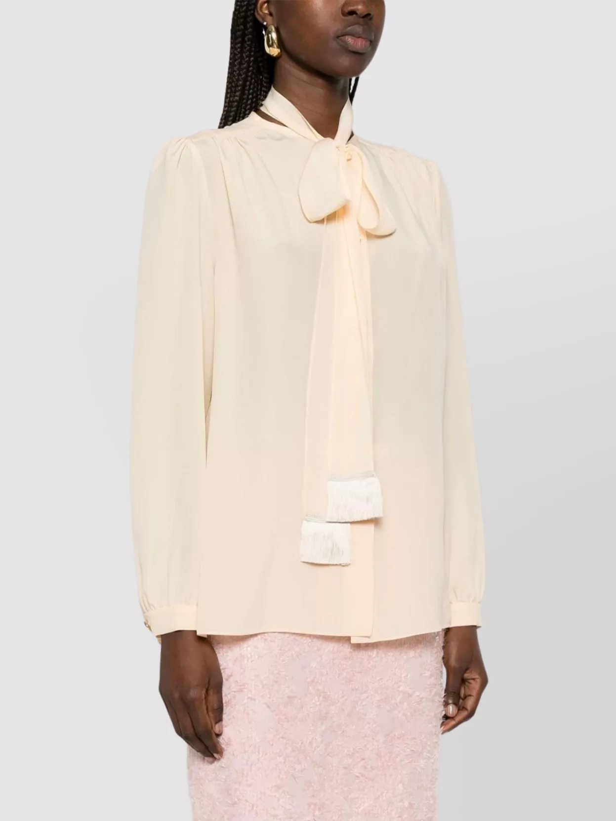 Valentino Garavani Bow Detail Sheer Fabric Long Sleeves