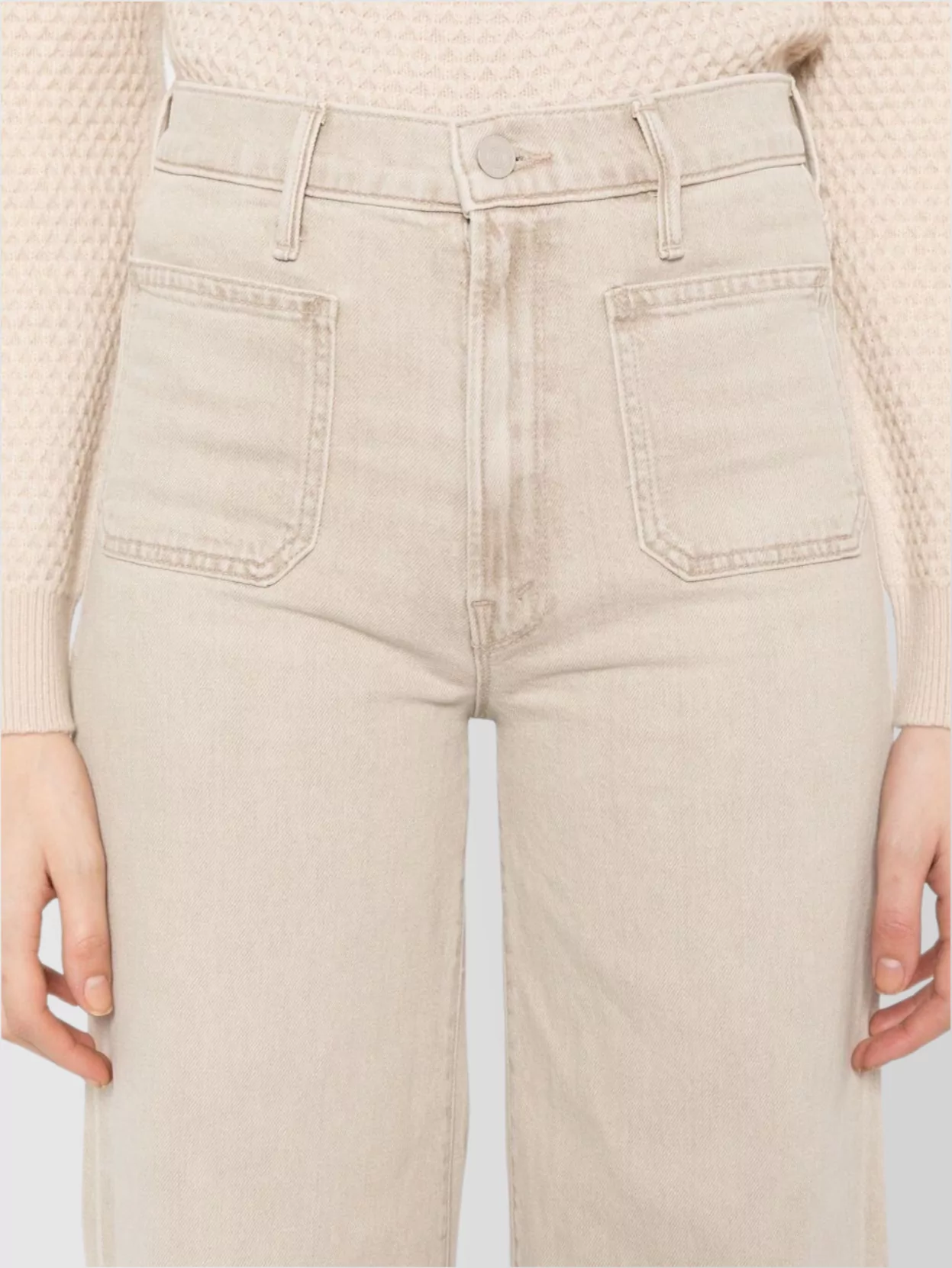 Mother Wide-Leg Patch Pocket Denim Trousers