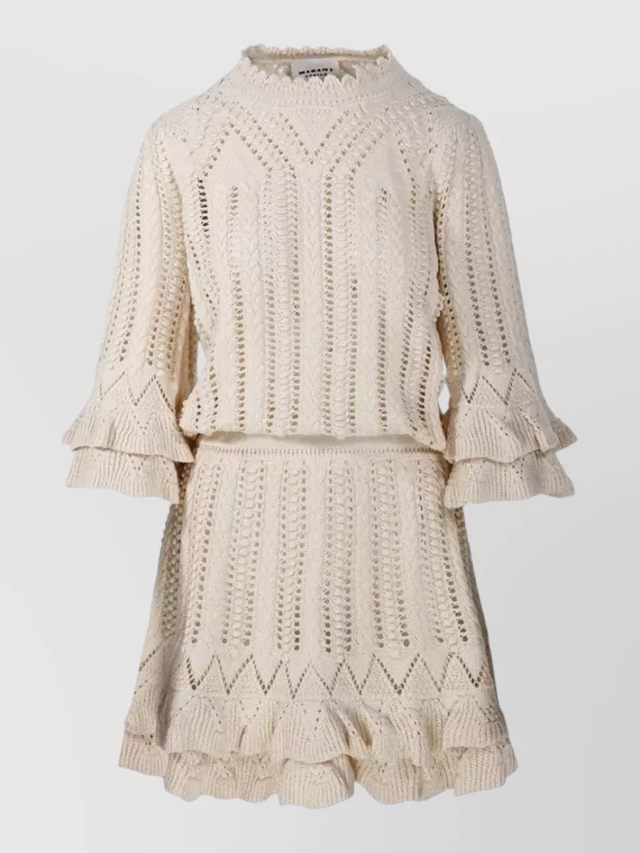 Isabel Marant Etoile Cotton Knitted Ruffled Mini Dress
