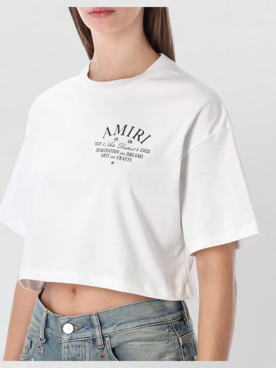 Amiri Art District Cropped T-shirt Short Sleeves In White